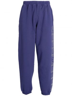 Pantaloni di cotone con stampa Aries blu