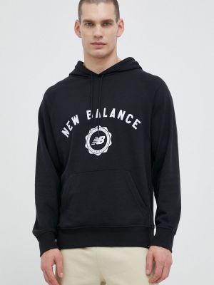 Bluza z kapturem z nadrukiem New Balance czarna