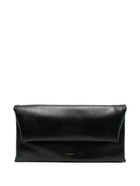 Kožna clutch torbica s printom Jil Sander crna