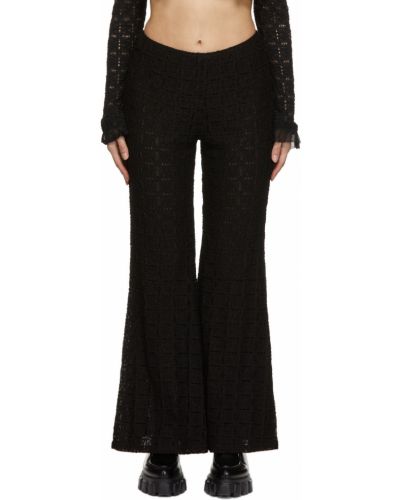 Кружевные брюки на шнуровке Anna Sui, черные
