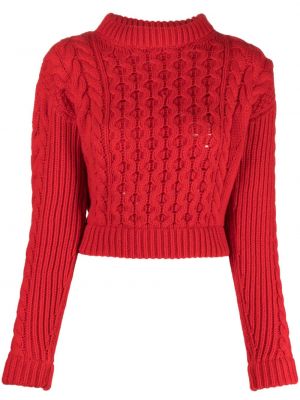 Vlnený sveter z merina Patou červená