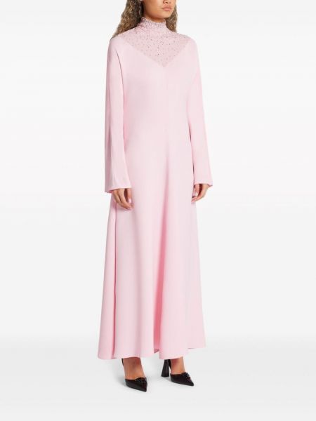 Robe de soirée en soie à imprimé en cristal Versace rose