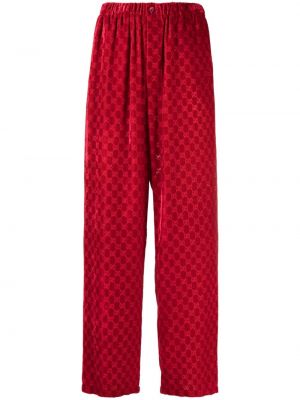 Zamatové rovné nohavice Gucci červená