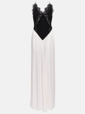 Σατέν μάξι φόρεμα με δαντέλα Victoria Beckham λευκό