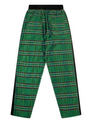 Kostkované hedvábné sportovní kalhoty Amiri zelené