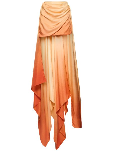 Minigonna di seta asimmetrica Zimmermann arancione
