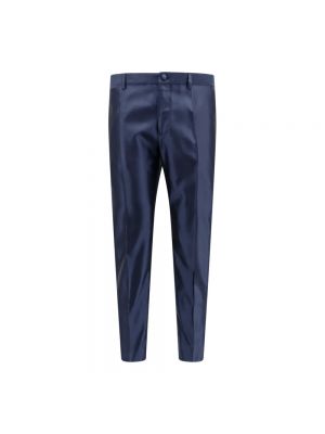 Jedwabne spodnie na guziki na zamek Dolce And Gabbana niebieskie