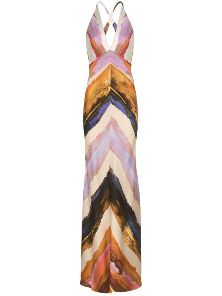 Dolga obleka s potiskom z abstraktnimi vzorci Silvia Tcherassi oranžna