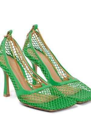 Кожени полуотворени обувки Bottega Veneta зелено