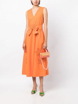 Gėlėtas siuvinėtas suknele Boutique Moschino oranžinė