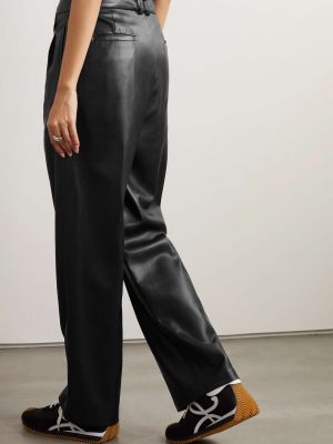 Черные кожаные прямые брюки из искусственной кожи Frankie Shop
