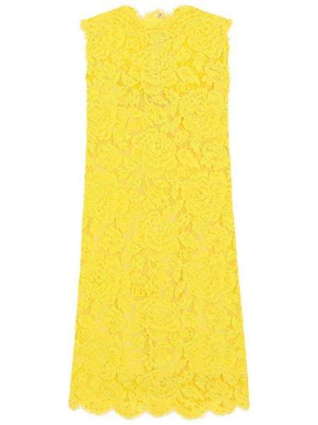 Sukienka koronkowa Dolce And Gabbana żółta