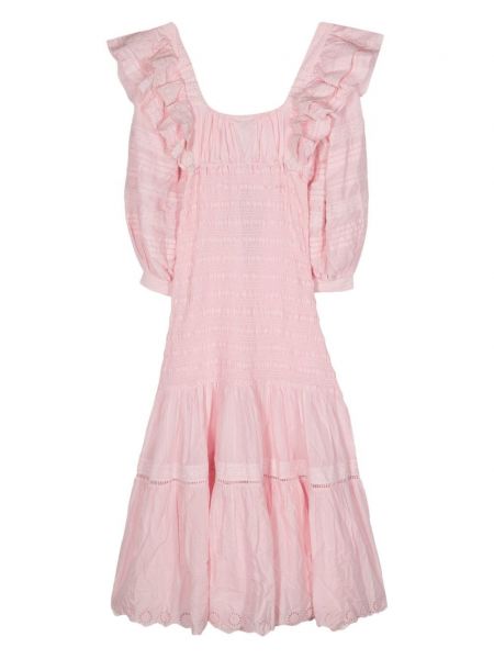 Midi šaty s volány Farm Rio růžové