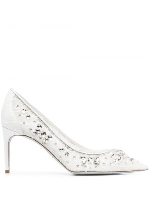 Полуотворени обувки с кристали René Caovilla бяло