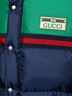 Péřová saténová vesta z nylonu Gucci modrá