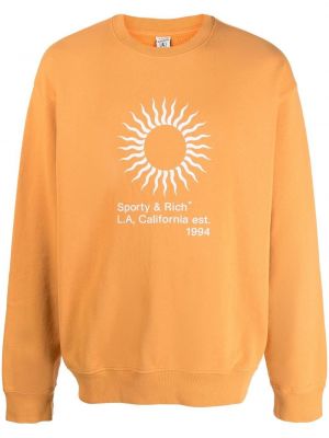 Trykt bomull sweatshirt Sporty & Rich oransje