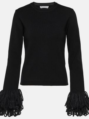 Vlněný svetr s třásněmi Jw Anderson černý