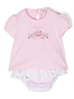 Květinové bavlněné mini šaty Monnalisa - růžová