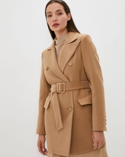 Двубортное пальто палето коричневое