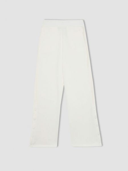Spodnie relaxed fit z kieszeniami Defacto białe