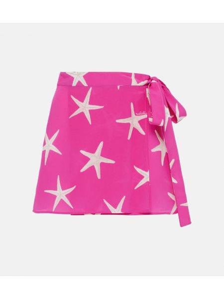 Seiden wickelrock mit print Valentino pink