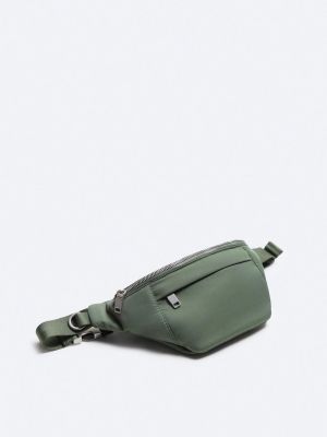 Нейлоновая поясная сумка Zara зеленая