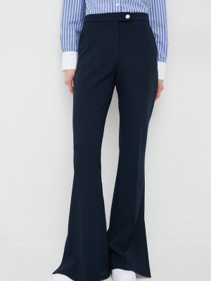 Spodnie z wysoką talią Tommy Hilfiger niebieskie