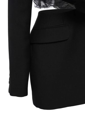 Asymetrická tylová vlněná bunda Alexander Mcqueen černá