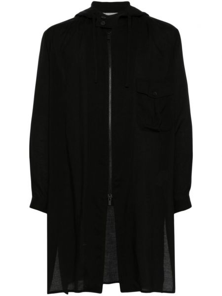 Plašč z zadrgo s kapuco Yohji Yamamoto črna