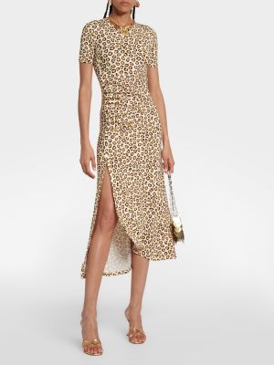 Midi kleita ar apdruku ar leoparda rakstu džersija Paco Rabanne