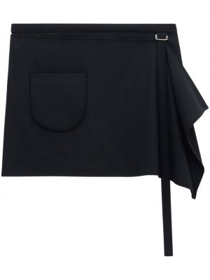 Mini spódniczka wełniana drapowana Courreges czarna