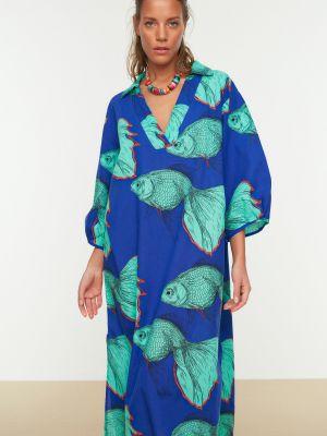 Rochie de plajă din bumbac Trendyol - albastru
