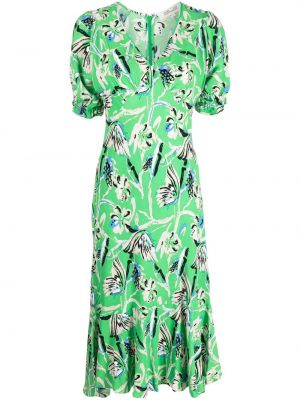 Kvetinové midi šaty s potlačou Dvf Diane Von Furstenberg zelená