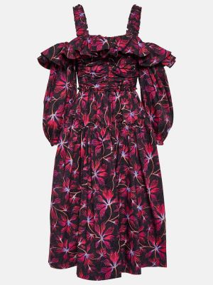 Kvetinové bavlnené midi šaty Ulla Johnson fialová