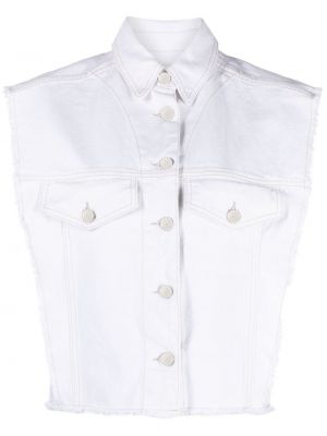 Bavlněná džínová vesta Isabel Marant bílá