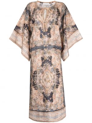 Lanena maksi haljina s cvjetnim printom s printom Zimmermann