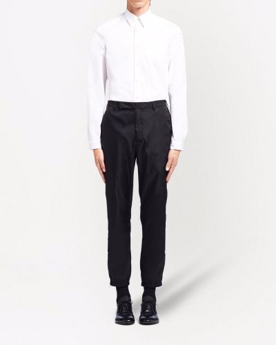 Pantalon droit en nylon Prada noir