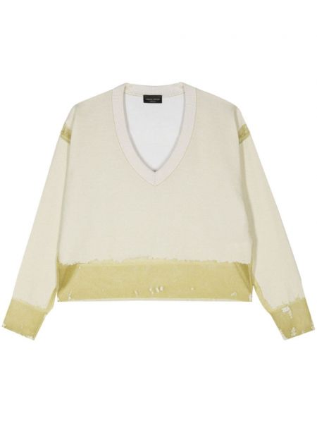 Džemper s v-izrezom Roberto Collina žuta