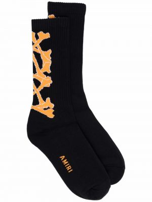 Памучни чорапи с принт Amiri черно