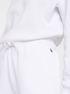 Bavlnené fleecové nohavice Polo Ralph Lauren biela