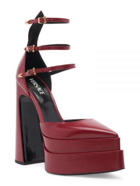 Кожаные туфли на платформе Versace красные