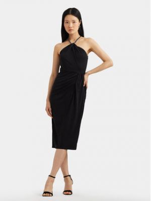 Slim fit koktejlové šaty Lauren Ralph Lauren černé