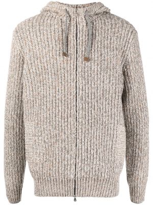 Strikket zip hettegenser Brunello Cucinelli