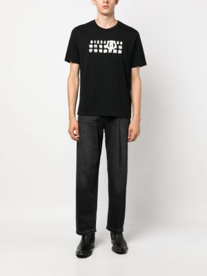T-shirt aus baumwoll mit print Mm6 Maison Margiela schwarz