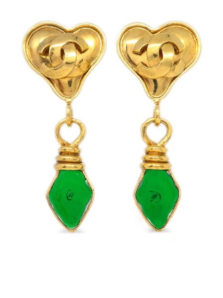 Boucles d'oreilles à boucle Chanel Pre-owned vert