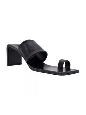 Sandalias de cuero de punta cuadrada Jil Sander negro