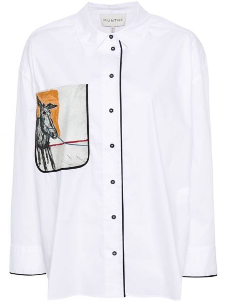 Памучна риза Munthe бяло