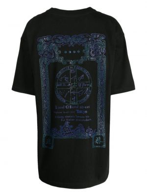 T-shirt en coton à imprimé à motif géométrique Y's noir