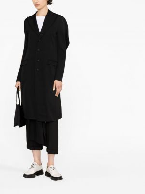 Černý asymetrický vlněný kabát Yohji Yamamoto