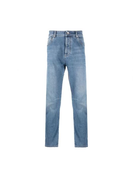 Niebieskie jeansy skinny slim fit Brunello Cucinelli